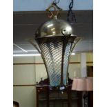 A stylish brass and vaseline glass ceiling light. WE DO NOT ACCEPT CREDIT CARDS. CLEARANCE