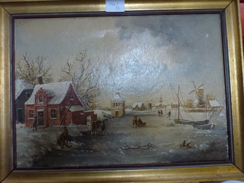 A. Kern, oils on canvas, a pair of Dutch winter scenes, signed (24 x 35 cm), framed (2) WE DO NOT - Image 4 of 4