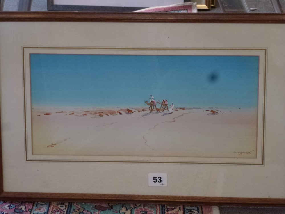 Godwin Bennett, three watercolour and body colours on toned paper, desert scenes, all signed,