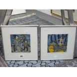 Modern limited edition prints, comprising: Beaume (?), a small pair 'Carnival II' (artist's proof)