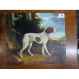 A 19th century English provincial school style oils on canvas of a gun dog in a landscape (27 x 32