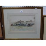 Attributed to Dame Laura Knight, watercolour sketch, 'A Country Fair' (21 x 31 cm), gilt frame WE DO