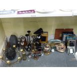 A mixed lot including photograph frames, a pair of vintage table lights, a quantity of