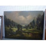 H. Springborn, oils on board, an extensive late summer landscape under a lowering sky, signed (100 x