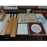 Cricket. An interesting cricket lot to include three bats, one by B Warsop signed by the West Indies