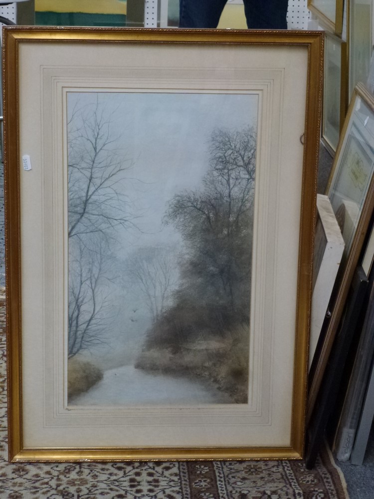 Van Ewyk, three pastels on paper, winter landscapes including 'Sturmer Lake' and 'Misty River', - Image 2 of 2