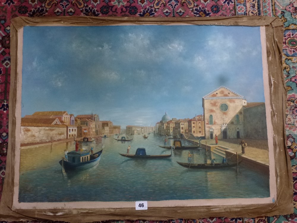 Continental school style, oils on canvas, three views of Venice (53 x 73 cm) (3) WE DO NOT ACCEPT