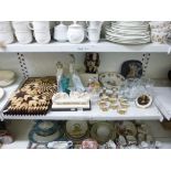 A mixed lot including two Nao figurines of girls, alabaster figurine of The Last Supper, wooden