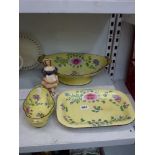 A rare early 19th century Staffordshire yellow-ground pearlware comport, enamelled with flowers,