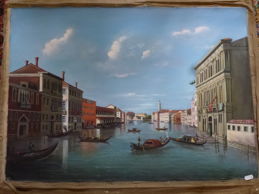 Continental school style, oils on canvas, three views of Venice (53 x 73 cm) (3) WE DO NOT ACCEPT - Image 2 of 3