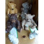 Four Beswick Teddy Bear Collection figures including Edward and Henry plus two small Staffordshire