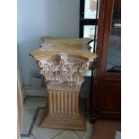 A handsome display stand in carved limed wood as the terminal of a Corinthian column. WE DO NOT