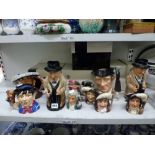 Two Royal Doulton Winston Churchill character jugs plus a selection of further character jugs