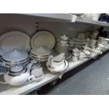 A selection of various part-tea and dinner services mainly in white and silver: Wedgwood Marcasite