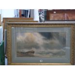 G.L. Hall, watercolour, a squall onshore, signed and dated 1879 (33 x 65 cm), gilt frame with