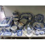 A large collection of blue and white china, mainly comprising of Spode's Italian including a bread
