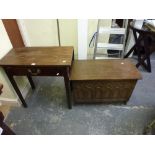 A useful 18th century mahogany side table with a frieze drawer and deep flap to the rear on gate-leg