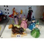 Seven Royal Doulton Disney Showcase selection Sleeping Beauty figurines comprising Woodland Waltz,
