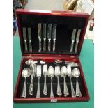 A stainless steel cutlery service by Carrs for eight, in Grecian pattern, of 10-piece place