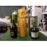 Veuve Clicquot Ponsardin Brut, with gold fabric bag (x1), Camus Napoleon Cognac, 70 cl, in box (x1),