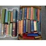 Two boxes of vintage book on radio, engineering, mathematics, chemistry, etc. and a box of