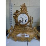 A late 19th century French mantel clock, the movement by Gustave Jeune Rey with vallet suspension,