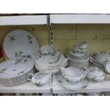 A Narumi china Japanese part-dinner and tea service decorated with bamboo including teapot and