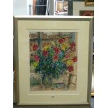 Marc Chagall, a limited edition coloured print , 'The Bouquet in Front of the Window (1966)', with