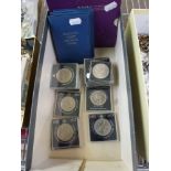 16 modern Crowns, three folders of Britain's First Decimal Coins and a mint 2006 £5 coin in its