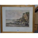 Elizabeth Parr, oils on canvas, a rocky shoreline, signed; Y. Gohannec, oils on canvas laid to