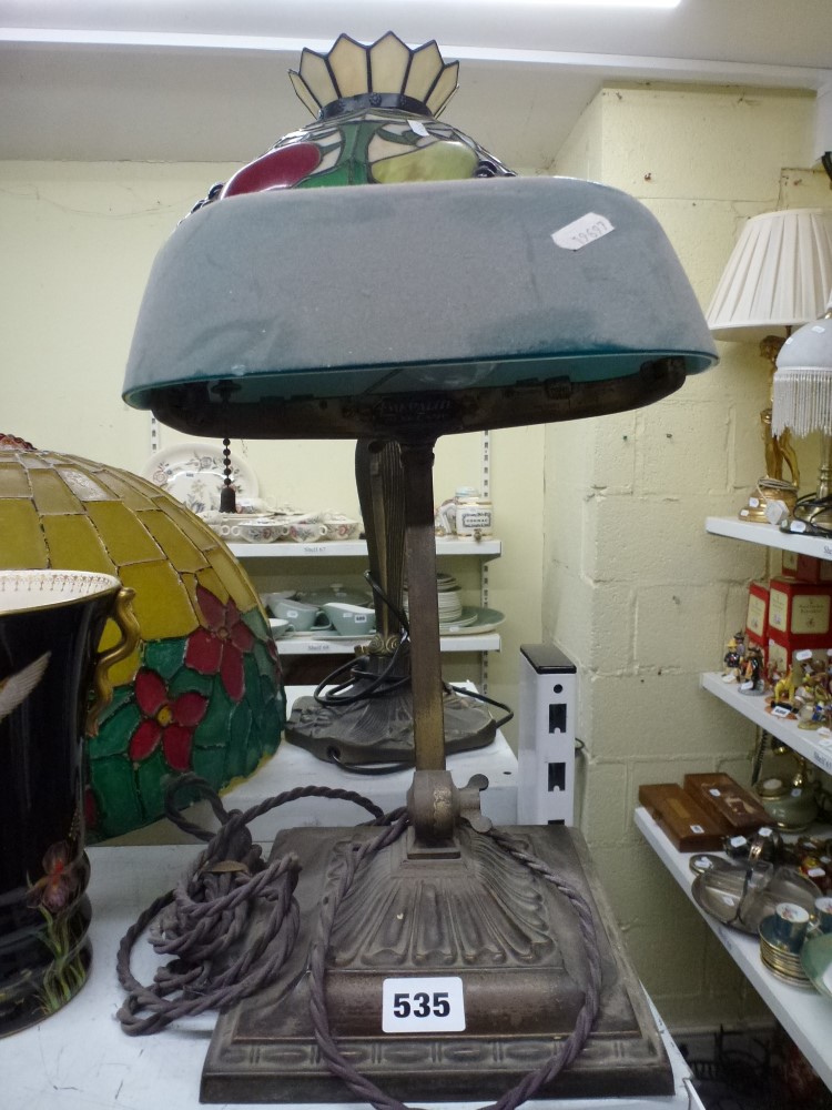 A vintage American Emeralite desk lamp with green glass shade [D] WE DO NOT ACCEPT CREDIT CARDS.