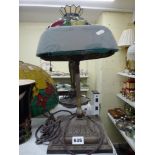 A vintage American Emeralite desk lamp with green glass shade [D] WE DO NOT ACCEPT CREDIT CARDS.