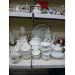 A Royal Albert Val D'or white and gilt glazed tea and coffee service including serving plates and