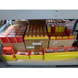 Three boxes of Hornby 00 gauge coaches, carriages and rolling stock, all boxed, many as new [