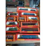 A small collection of vintage Hornby model train locomotives and rolling stock, some 1970s,
