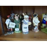 Eight Beswick English Country Folk figurines including Mrs Rabbit baking and Shepherd Sheepdog. [