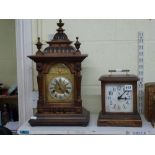 A German 14 Day Strike mantel clock by H.A.C., circa 1900, in elaborate walnut case, gong-