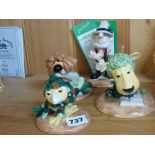 Four Beswick The Herbs figurines including Dill the Dog and Parsley the Lion [pine shelves back of