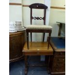 A late 19th century Italian occasional table, rectangular on trestle supports, and a Biedermeier