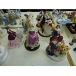 Six Royal Worcester porcelain groups and figures some from the Age of Romance series, one is the