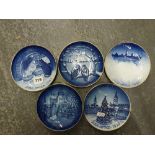 Five Danish B & G decorative plates with stands and boxes. [s83] WE DO NOT ACCEPT CREDIT CARDS.