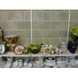 A mixed lot of pottery and porcelain that includes a tea service, part desert service, cloisonne