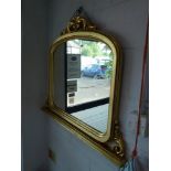 A gold painted overmantel mirror and a 1930s oak rectangular bevel edged mirror. WE DO NOT ACCEPT