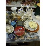 A lot of household items which includes Staffordshire dogs, a WG Grace character jug, a Bristol blue