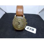 A vintage large chronograph wrist watch, in 18 ct gold case, the dial signed Chronographe Suisse,