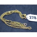 A short rope-twist yellow gold necklace, probably 15 ct, and a 15 ct part late Victorian fancy watch