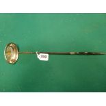 A fine George III punch ladle, the bowl raised from a crown coin and inset with a 1762 gold