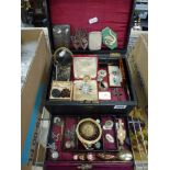 A Victorian jewel box containing a good selection of old costume jewellery including a star