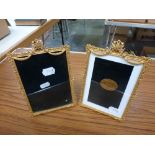 A superb pair of Edwardian style photograph frames in gilt metal with floral swags and surmount, 6.5