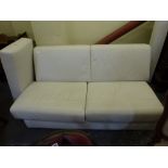 A good quality leather covered sofa-bed. WE DO NOT ACCEPT CREDIT CARDS. CLEARANCE DEADLINE IS